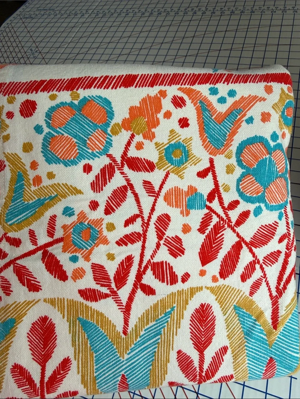 Vintage Mid Century Modern Cotton Tablecloth 58x43 Scandinavian Folk Floral